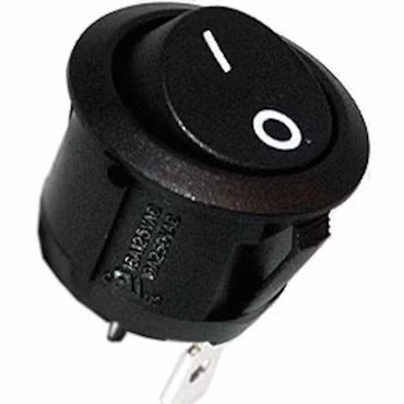 Round rocker switch ON | OFF in snap-in design, switching current max.: 10A/250V AC