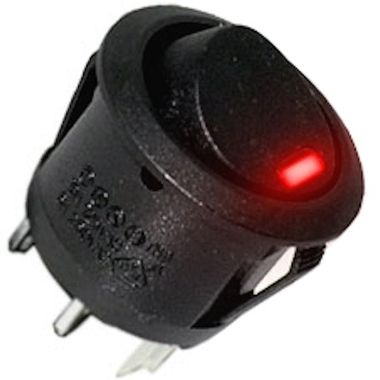Interrupteur à bascule rond MARCHE | ARRÊT avec éclairage de contrôle LED rouge 12 volts, courant de commutation 20A