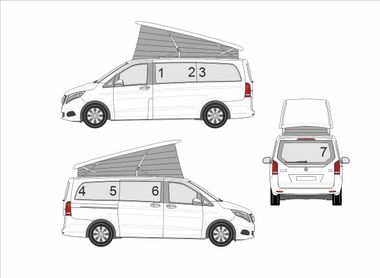 Protection visuelle et kit d'occultation de toutes les fenêtres arrière du salon pour Mercedes-Benz Marco Polo W447