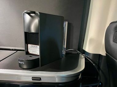 Modified Nespresso capsule coffee machine for our 230V inverter in the Marco Polo and other camping vehicles (approx. 720 watts max.)