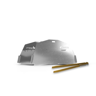 Couvercle pour gril SKOTTI, acier inoxydable, enfichable, fonction four/gril + protection contre le vent