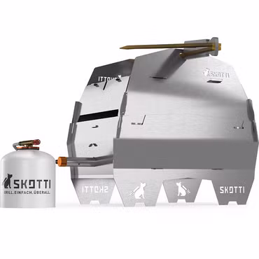 Deckel für SKOTTI Grill, Edelstahl steckbar, Ofen-/Toastfunktion.+Windschutz