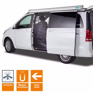 Magnet Fliegengitter mit Magnet Reißverschluss für Mercedes-Benz V Klasse, Vito,  Marco Polo, Horizon, Activity ab BJ2014 (W447) Schiebetüre(n) Fahrer | standard