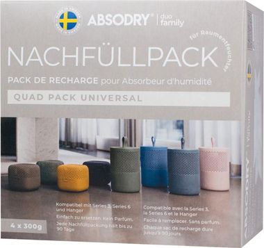 Nachfüllpackung für Minimalistischer und ästhetischer Luftentfeuchter für Reisemobile, Campervans und Räume bis 30 m³, 4x300g